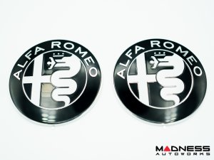 Alfa Romeo Emblems & Badges Kit - Black - "Alfa Romeo" + "Sportiva" Emblems + 2 AR Badges